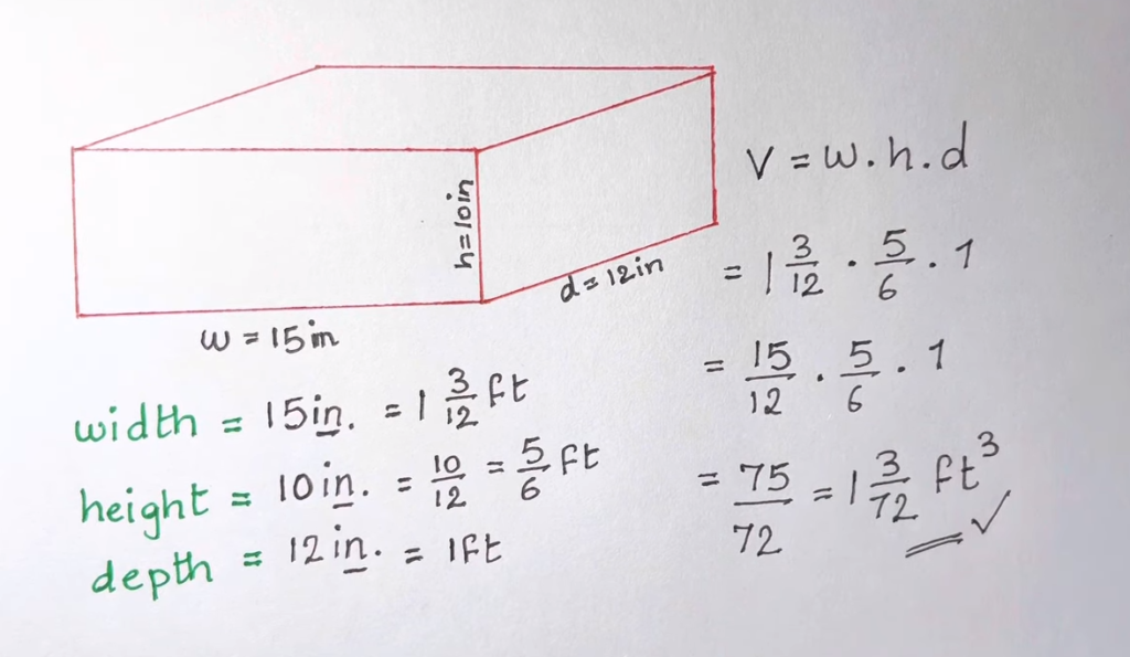How to find volume in cubic feet